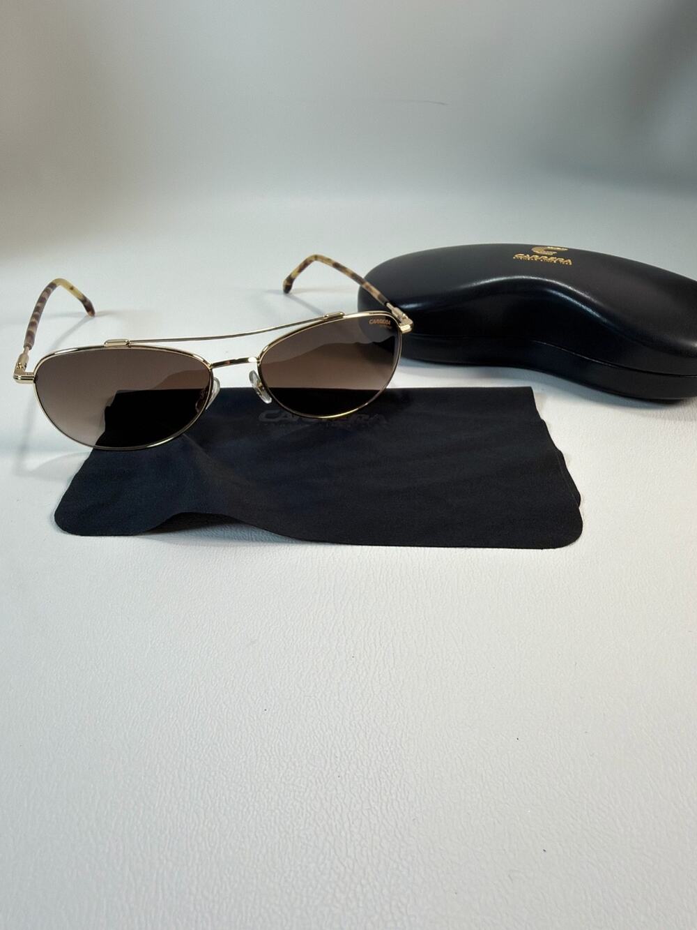 Carrera 224/S Aviator Sunglasses Gold Metal Tortoise Trim Brown Gradient 58mm